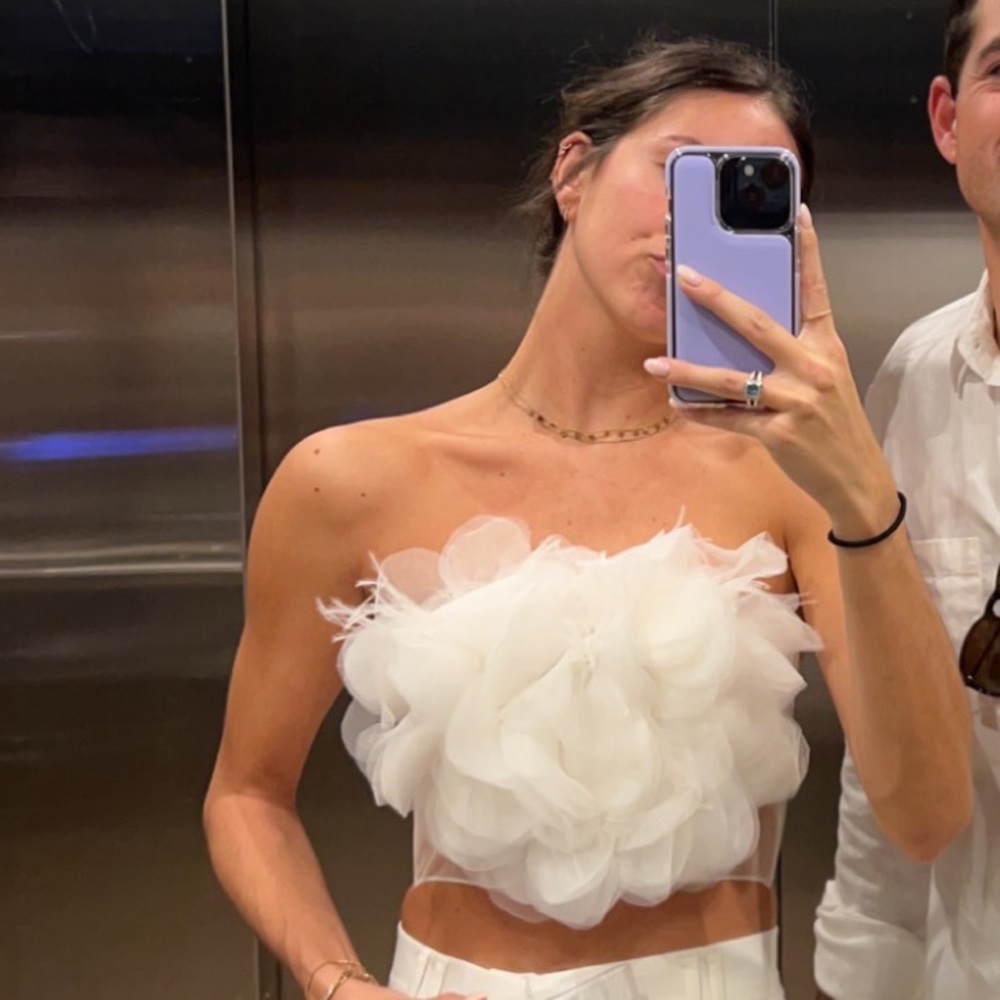 Par violet floral tribute bustier in white